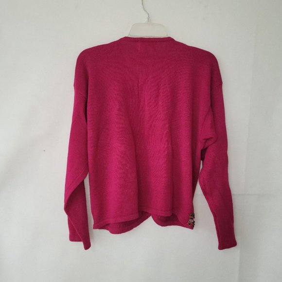 Cervelle Sweater Women L Vintage Beaded Embroidered Cardigan Removable Pads Pink - Picture 7 of 11